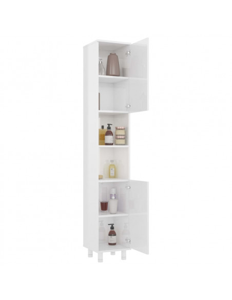 Mobile da Bagno Bianco Lucido 30x30x179 cm in Legno Multistrato