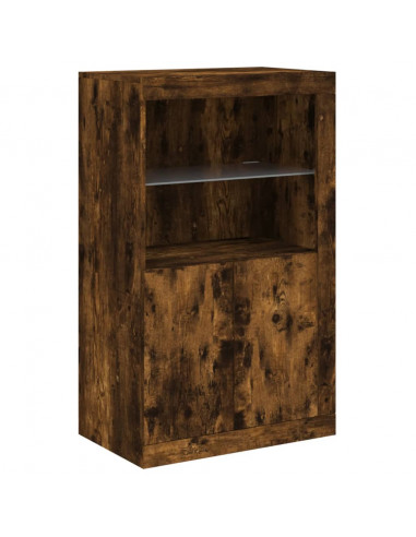 Credenza con Luci LED Rovere Fumo 162x37x100 cm