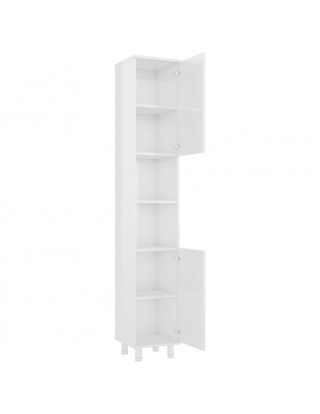 Mobile da Bagno Bianco Lucido 30x30x179 cm in Legno Multistrato