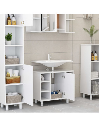 Mobile da Bagno Bianco 60x32x53,5 cm in Legno Multistrato