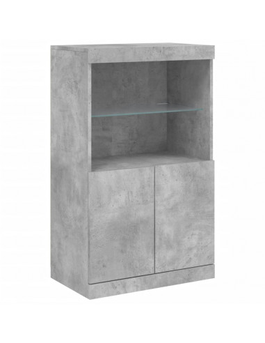 Credenza con Luci LED Grigio Cemento 181,5x37x100 cm