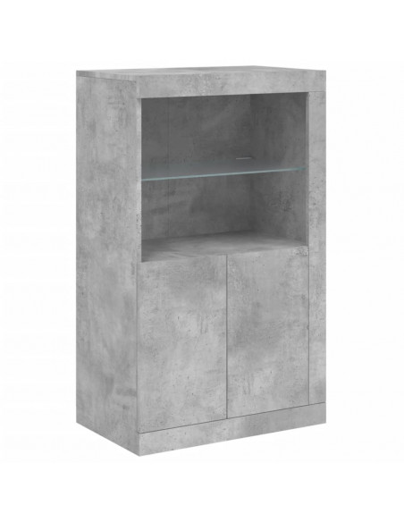 Credenza con Luci LED Grigio Cemento 181,5x37x100 cm