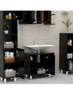 Mobile da Bagno Nero 60x32x53,5 cm in Legno Multistrato 2