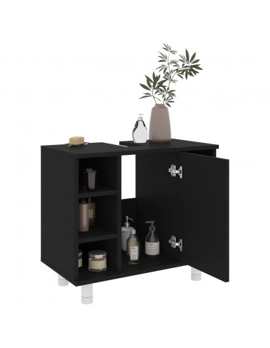 Mobile da Bagno Nero 60x32x53,5 cm in Legno Multistrato