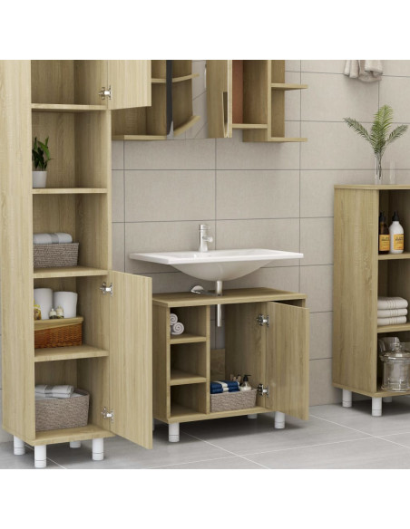 Mobile da Bagno Rovere Sonoma 60x32x53,5cm in Legno Multistrato
