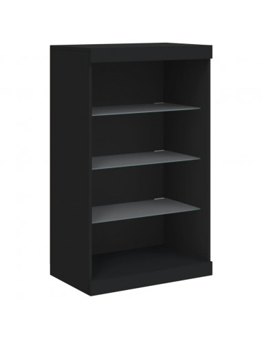 Credenza con Luci LED Nera 181,5x37x100 cm