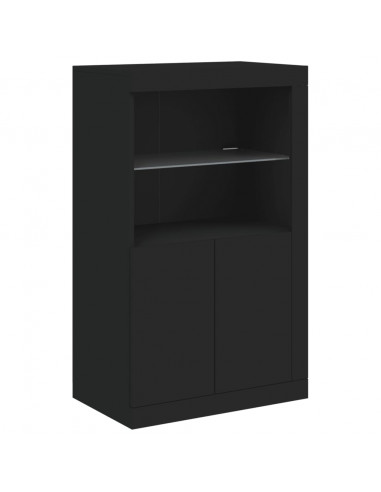 Credenza con Luci LED Nera 181,5x37x100 cm