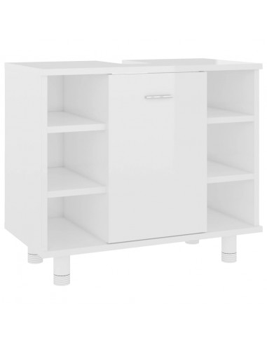 Mobile da Bagno Bianco Lucido 60x32x53,5cm in Legno Multistrato