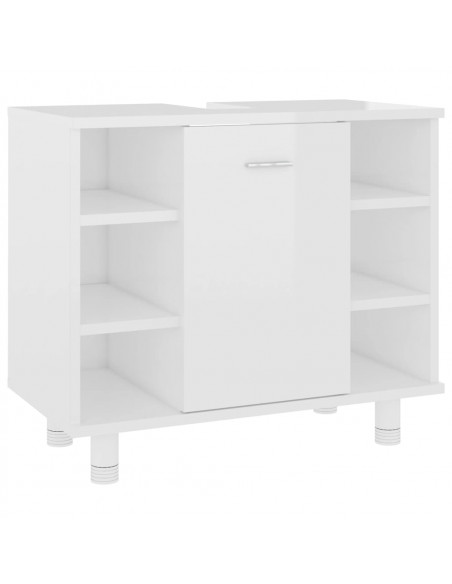 Mobile da Bagno Bianco Lucido 60x32x53,5cm in Legno Multistrato