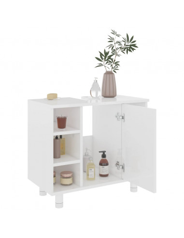 Mobile da Bagno Bianco Lucido 60x32x53,5cm in Legno Multistrato