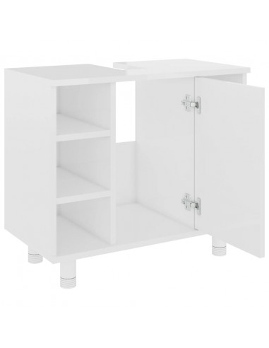 Mobile da Bagno Bianco Lucido 60x32x53,5cm in Legno Multistrato