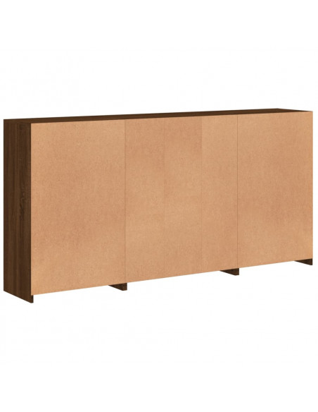Credenza con Luci LED Rovere Marrone 202x37x100 cm