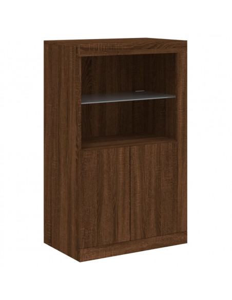 Credenza con Luci LED Rovere Marrone 202x37x100 cm