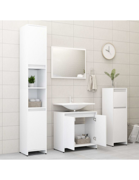 Mobile da Bagno Bianco 60x33x61 cm in Legno Multistrato