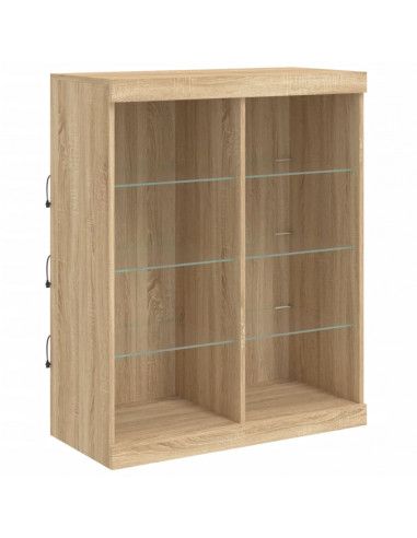 Credenza con Luci LED Rovere Sonoma 202x37x100 cm