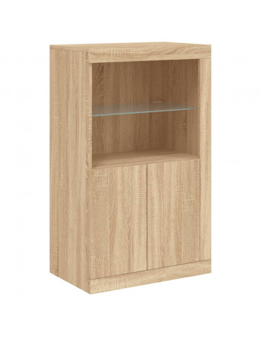 Credenza con Luci LED Rovere Sonoma 202x37x100 cm
