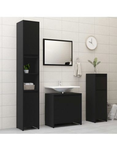 Mobile da Bagno Nero 60x33x61 cm in Legno Multistrato