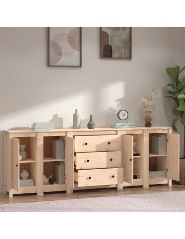 Credenza 230x35x80 cm in Legno Massello di Pino