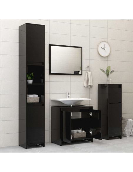 Mobile da Bagno Nero 60x33x61 cm in Legno Multistrato