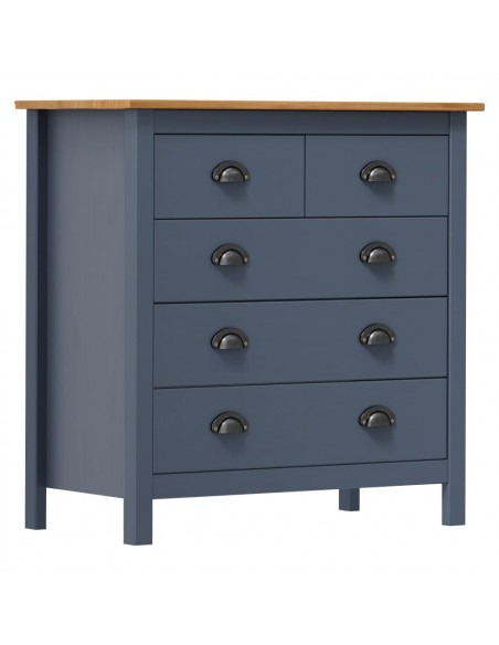 Credenza Hill Grigia 79x40x80 cm in Legno Massello di Pino