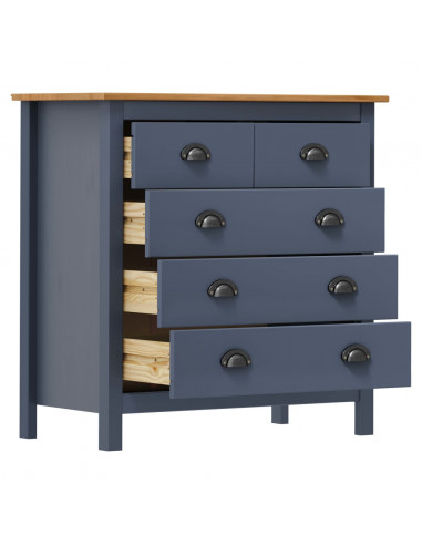 Credenza Hill Grigia 79x40x80 cm in Legno Massello di Pino