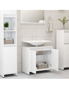 Mobile da Bagno Bianco Lucido 60x33x61 cm in Legno Multistrato 2