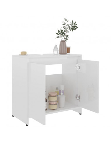 Mobile da Bagno Bianco Lucido 60x33x61 cm in Legno Multistrato