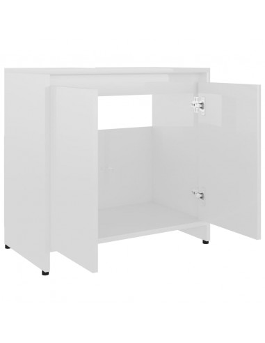 Mobile da Bagno Bianco Lucido 60x33x61 cm in Legno Multistrato