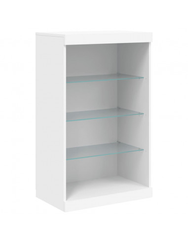 Credenze con Luci LED 3 pz Bianche in Legno Multistrato