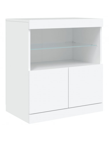 Credenza con Luci LED Bianca 142,5x37x67 cm