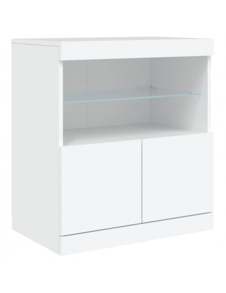 Credenza con Luci LED Bianca 142,5x37x67 cm