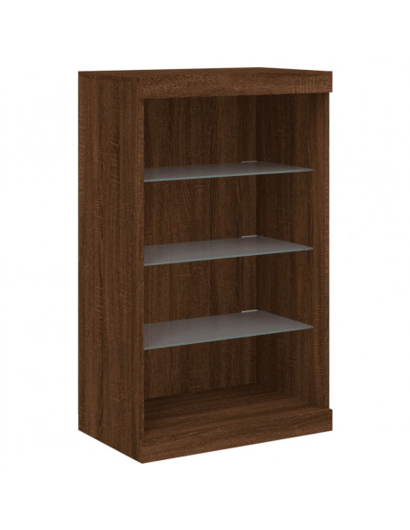 Credenze con Luci LED 3 pz Rovere Marrone in Legno Multistrato