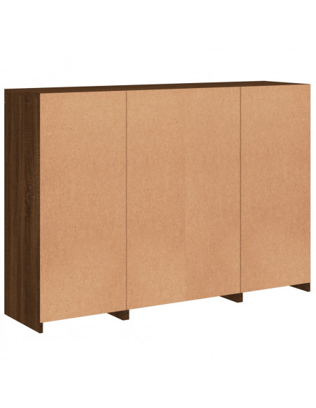 Credenze con Luci LED 3 pz Rovere Marrone in Legno Multistrato