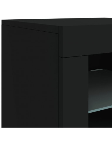 Credenza con Luci LED Nera 162x37x67 cm