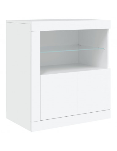 Credenza con Luci LED Bianca 162x37x67 cm