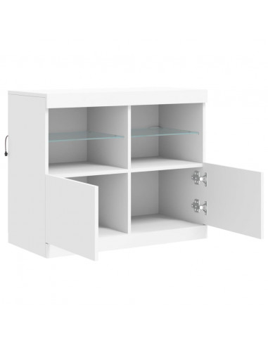 Credenza con Luci LED Bianca 81x37x67 cm