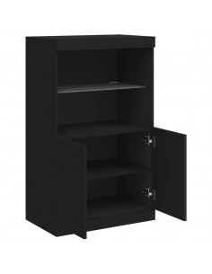 Credenza con Luci LED Nera 60,5x37x100 cm 2