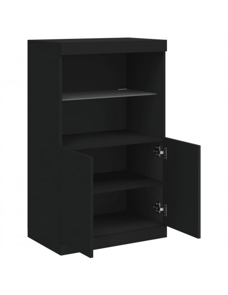 Credenza con Luci LED Nera 60,5x37x100 cm
