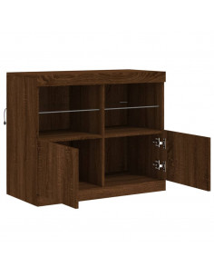 Credenza con Luci LED Rovere Marrone 81x37x67 cm 2