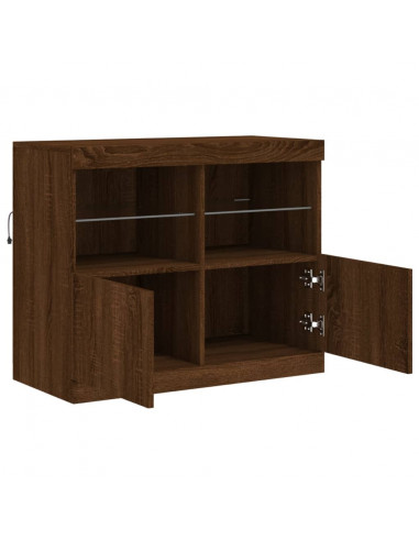 Credenza con Luci LED Rovere Marrone 81x37x67 cm