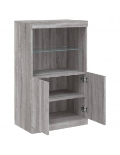 Credenza con Luci LED Grigio Sonoma 60,5x37x100 cm 2