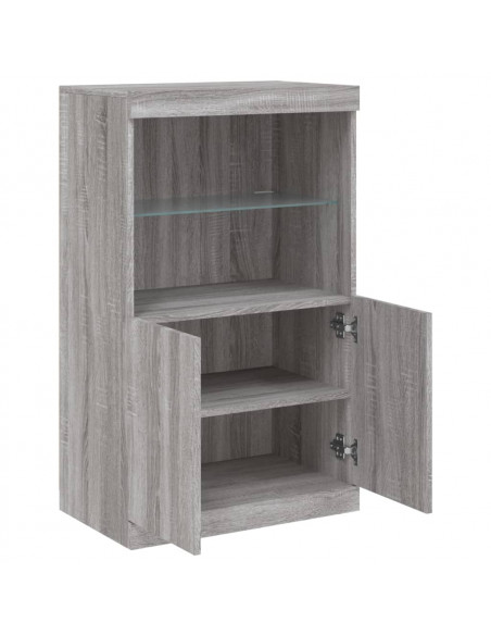 Credenza con Luci LED Grigio Sonoma 60,5x37x100 cm