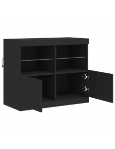 Credenza con Luci LED Nera 81x37x67 cm 2