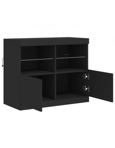 Credenza con Luci LED Nera 81x37x67 cm