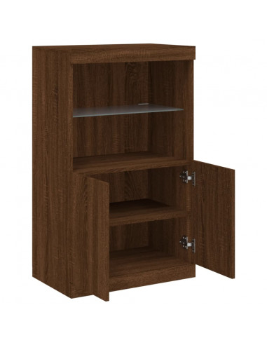 Credenza con Luci LED Rovere Marrone 60,5x37x100 cm