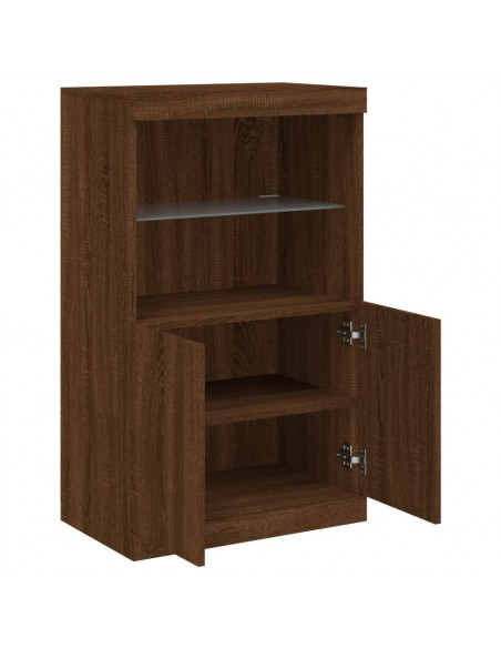 Credenza con Luci LED Rovere Marrone 60,5x37x100 cm