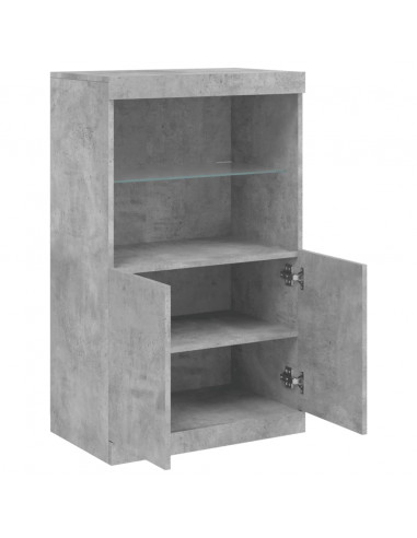 Credenza con Luci LED Grigio Cemento 60,5x37x100 cm