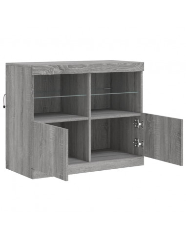 Credenza con Luci LED Grigio Sonoma 81x37x67 cm