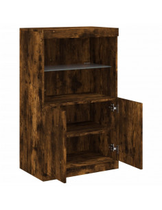 Credenza con Luci LED Rovere Fumo 60,5x37x100 cm 2