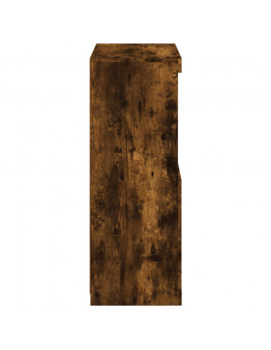 Credenza con Luci LED Rovere Fumo 60,5x37x100 cm